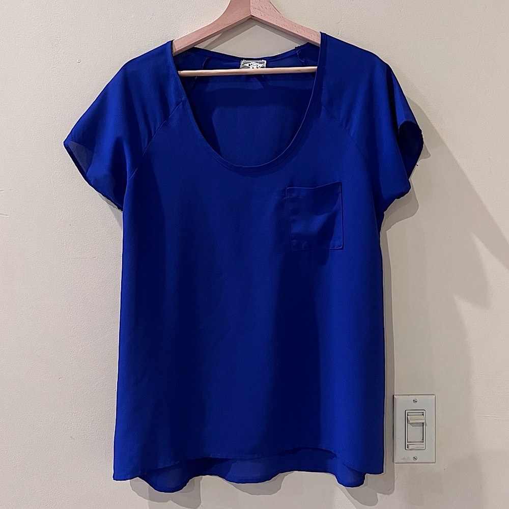 Kirra - Royal Blue Sheer Top -Size M